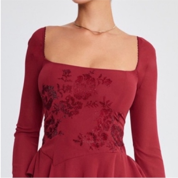 NEW House of CB Mistress Rocks Ruby Crystallised Hanky Hem Dress Medium - Picture 3 of 17